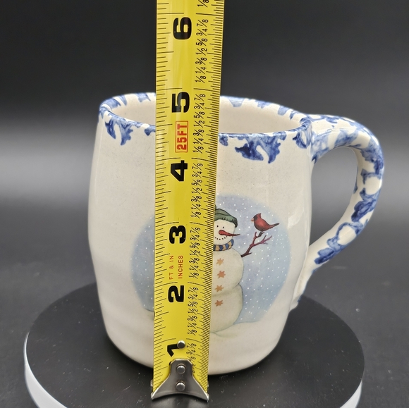 Marshall Texas Stoneware Pottery Mug Snowman Cardinal Broom Coffee Cup Cocoa Tea - Picture 7 of 8